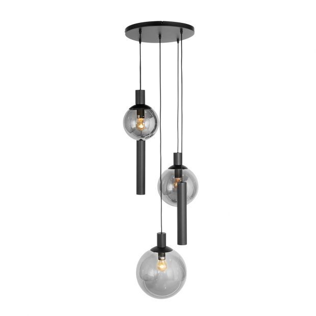 Steinhauer Bollique Pendelleuchte Rauchglas schwarz 5 flammig von Steinhauer Lighting