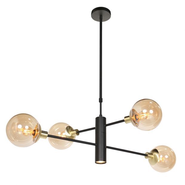 Steinhauer Constellation Pendelleuchte messing schwarz 5 flammig von Steinhauer Lighting