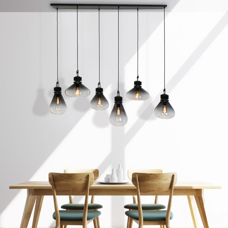 Steinhauer Flere Rauchglaspendelleuchte 6flg. schwarz von Steinhauer Lighting
