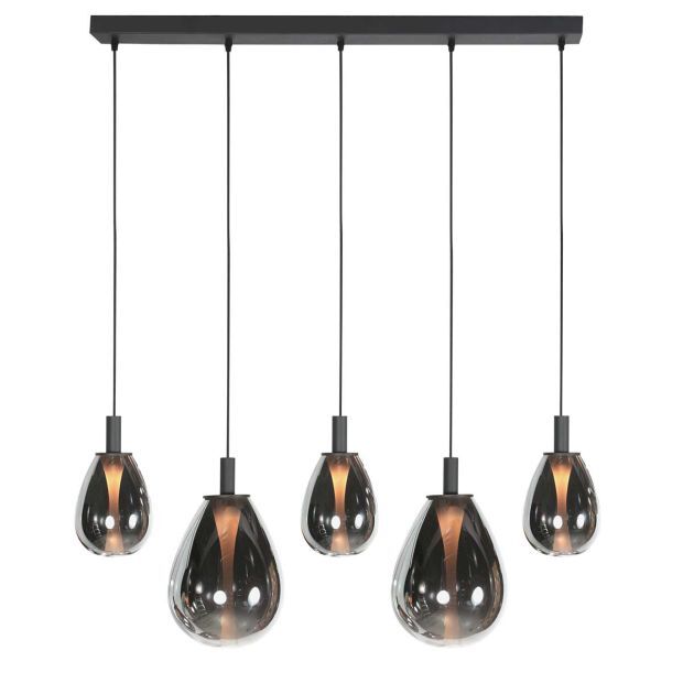 Steinhauer Glimsy Pendelleuchte 5-flammig Rauchglas Schwarz von Steinhauer Lighting