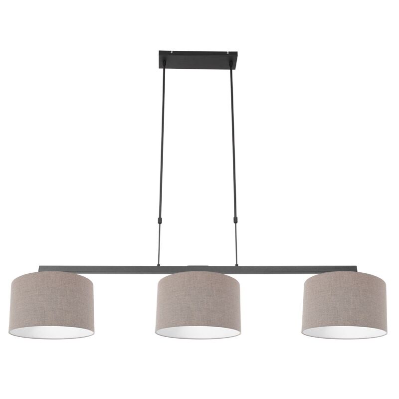 Steinhauer Pendelleuchte Stang schwarz Schirme Leinen grau von Steinhauer Lighting
