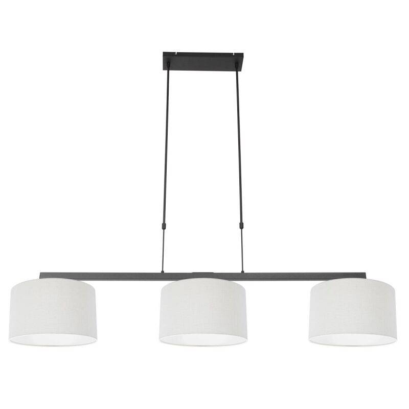 Steinhauer Pendelleuchte Stang schwarz Schirme Leinen weiß von Steinhauer Lighting
