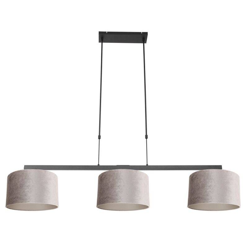 Steinhauer Pendelleuchte Stang schwarz Schirme Velours grau-silber Steinhauer Pendelleuchte Stang schwarz Schirme Velours grau-silber von Steinhauer Lighting