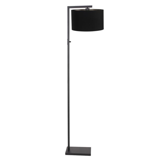 Steinhauer Stang Stehleuchte schwarz Schirm Leinen schwarz-gold von Steinhauer Lighting