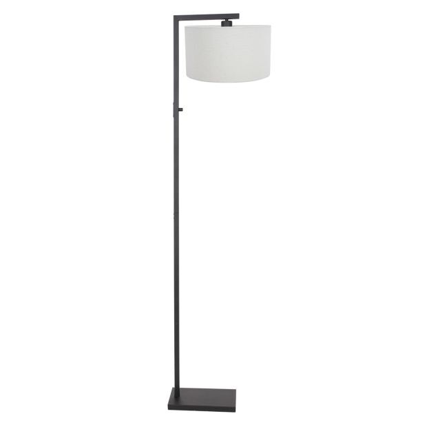 Steinhauer Stang Stehleuchte schwarz Schirm Leinen weiß von Steinhauer Lighting