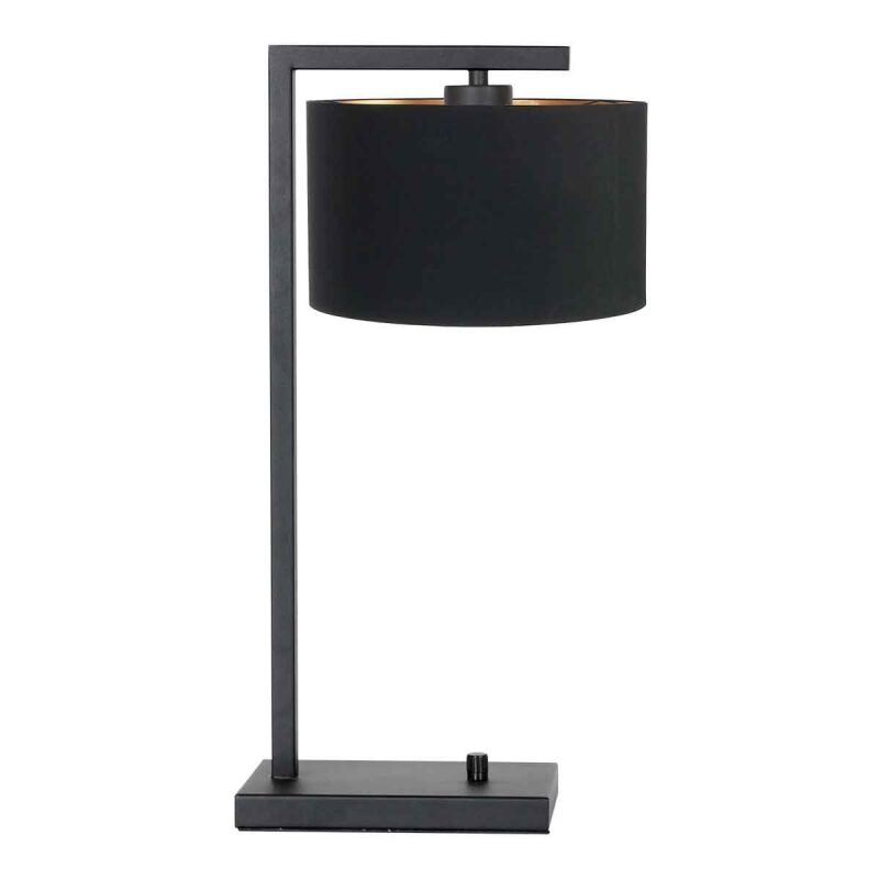 Steinhauer Stang Tischleuchte schwarz Schirm Leinen schwarz von Steinhauer Lighting