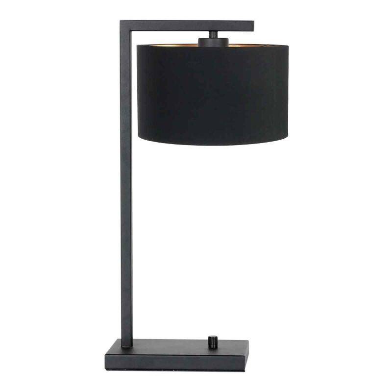 Steinhauer Stang Tischleuchte schwarz Schirm Leinen schwarz von Steinhauer Lighting