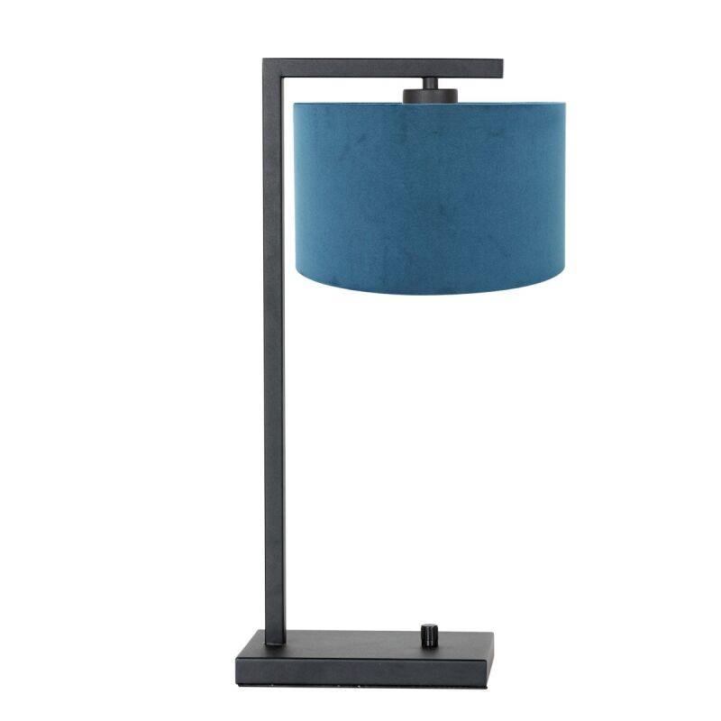Steinhauer Stang Tischleuchte schwarz Schirm Velours blau von Steinhauer Lighting