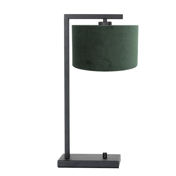 Steinhauer Stang Tischleuchte schwarz Schirm Velours grün von Steinhauer Lighting