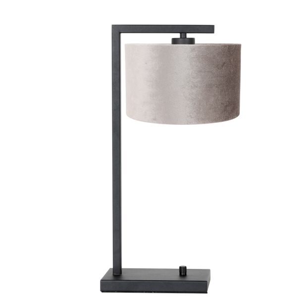 Steinhauer Stang Tischleuchte schwarz Schirm Velours silber-grau Steinhauer Stang Tischleuchte schwarz Schirm Velours silber-grau von Steinhauer Lighting