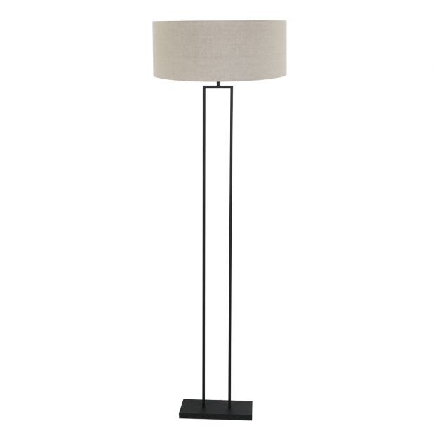 Steinhauer Stehleuchte Stang schwarz Leinenschirm grau von Steinhauer Lighting