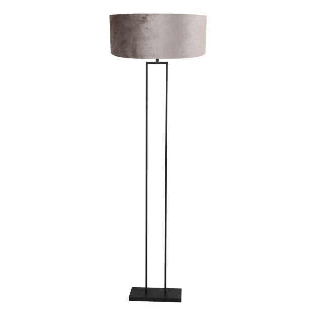 Steinhauer Stehleuchte Stang schwarz Veloursschirm silber-grau von Steinhauer Lighting