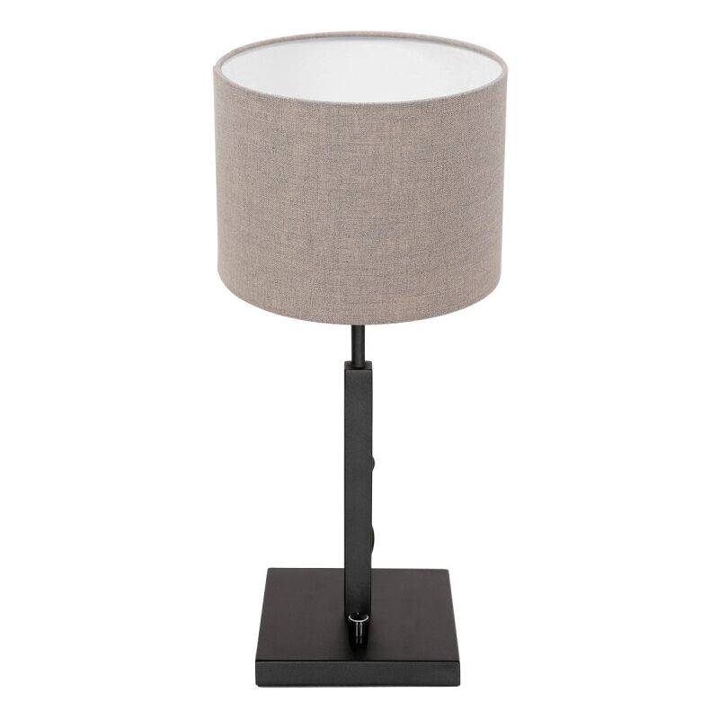 Steinhauer Tischleuchte Stang klein schwarz Schirm Leinen grau von Steinhauer Lighting
