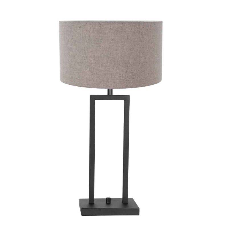 Steinhauer Tischleuchte Stang schwarz Schirm Leinen grau von Steinhauer Lighting