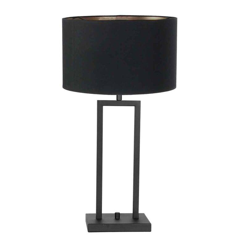 Steinhauer Tischleuchte Stang schwarz Schirm Leinen schwarz-gold von Steinhauer Lighting