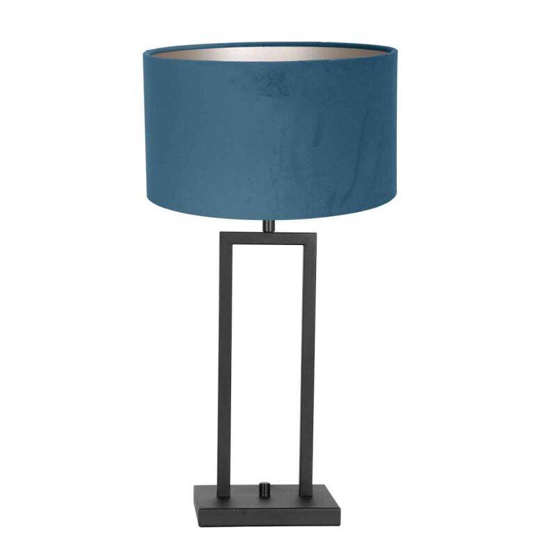Steinhauer Tischleuchte Stang schwarz Schirm Velours blau von Steinhauer Lighting