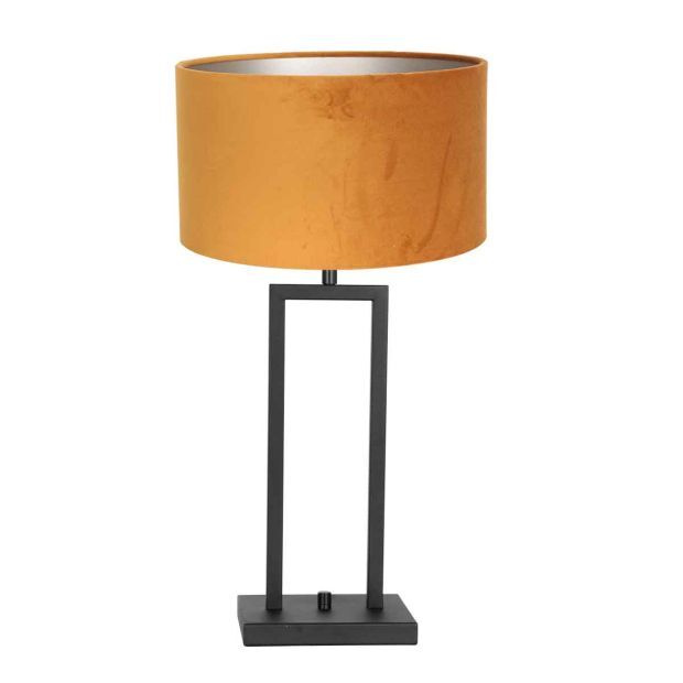 Steinhauer Tischleuchte Stang schwarz Schirm Velours gold von Steinhauer Lighting