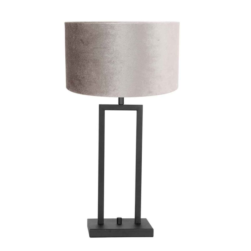 Steinhauer Tischleuchte Stang schwarz Schirm Velours silber-grau Steinhauer Tischleuchte Stang schwarz Schirm Velours silber-grau von Steinhauer Lighting