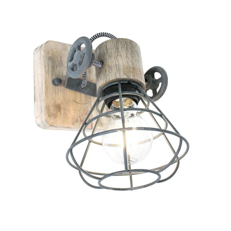 Vintage Holz Strahler Geurnesey grau von Steinhauer Lighting