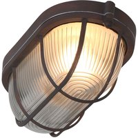 Deckenlampe Riffelglas Metall Braun L:21 cm Industrie von Steinhauer