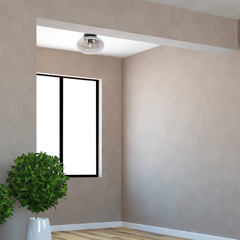 home24 Deckenleuchte Reflexion Ø 25cm Beige Aluminium, pulverbeschichtet E27 von home24