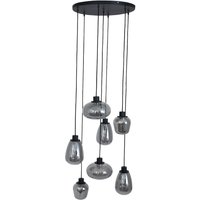 Hängelampe Glas Metall Schwarz Rauchgrau Ø50 cm rund von Steinhauer