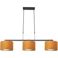 Hängelampe Metall Stoff in Schwarz Gold 140 cm 3-flmg von Steinhauer