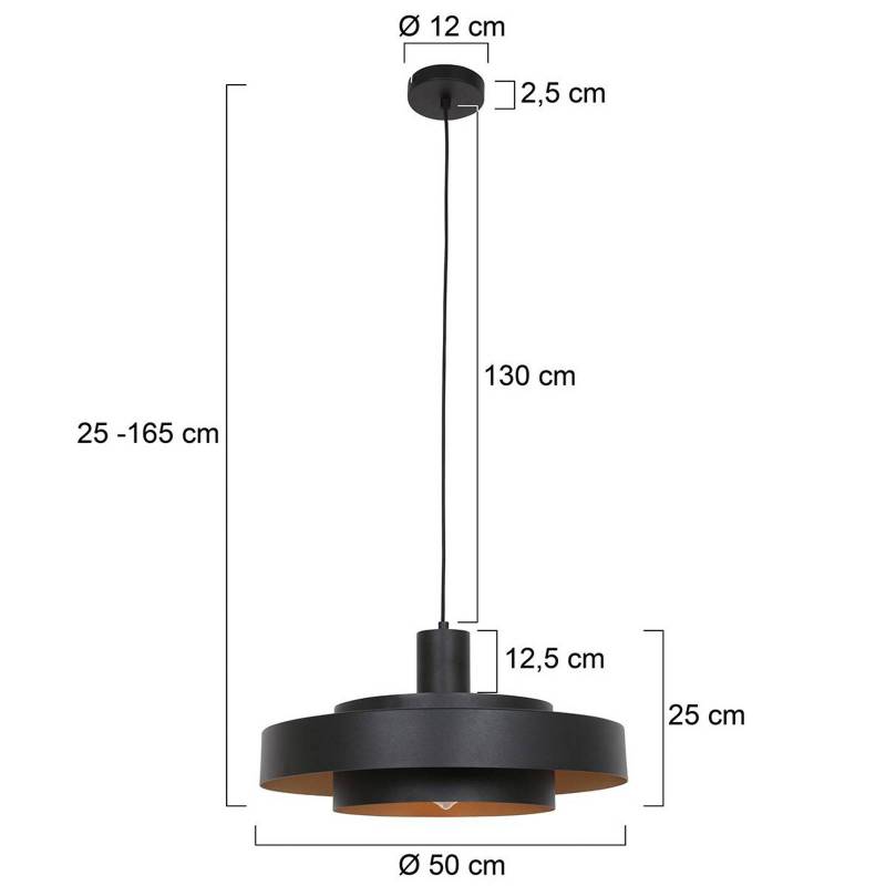 Hängeleuchte Flinter, schwarz, Metall, Ø 50 cm, E27 von Steinhauer