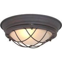 Industrie Deckenlampe Metall Glas Braun Weiß Ø29 cm E27 von Steinhauer