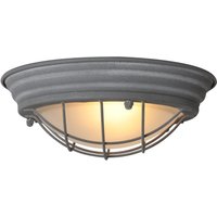 Industrie Deckenlampe Metall Glas Grau Weiß Ø29 cm E27 von Steinhauer