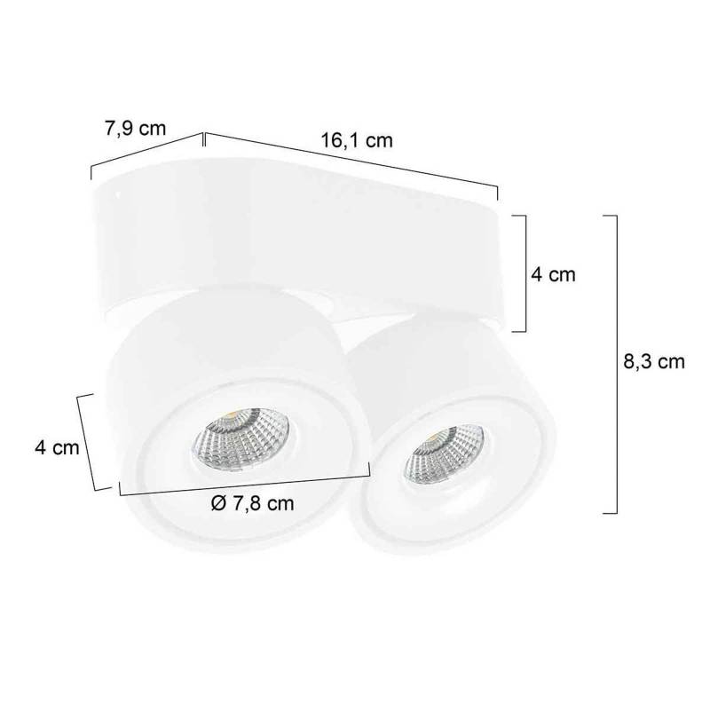LED-Deckenstrahler Fez, weiß, 2-fl., Metall, schwenkbar von Steinhauer
