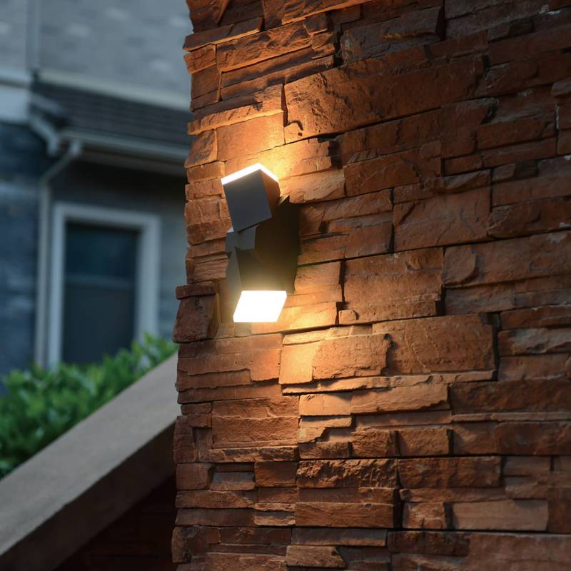 home24 LED-Wandleuchte Outdoor Collection VII 7 x 22 x 7cm Schwarz von home24