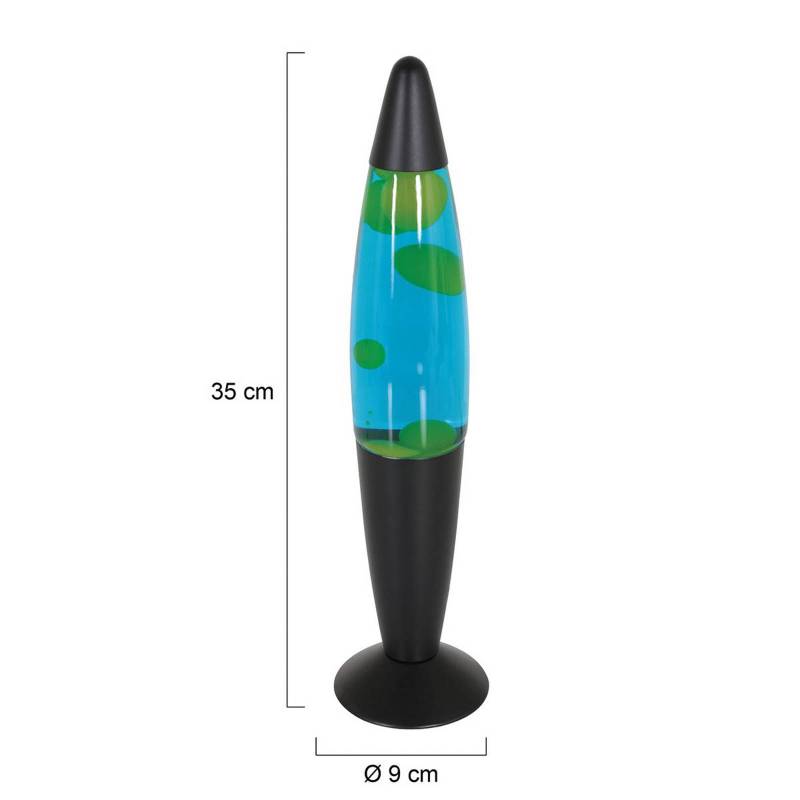 Lavalampe Volcan 3116, schwarz, grün-blaue Flüssigkeit, E14 von Steinhauer