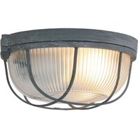 Runde Deckenleuchte Grau Riffelglas Metall E27 Bullauge Runde Deckenleuchte Grau Riffelglas Metall E27 Bullauge von Steinhauer