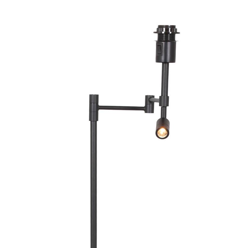 home24 Stehleuchte Stang 2-flammig Typ B Ø 50cm Schwarz Baumwollstoff LED E27 von home24