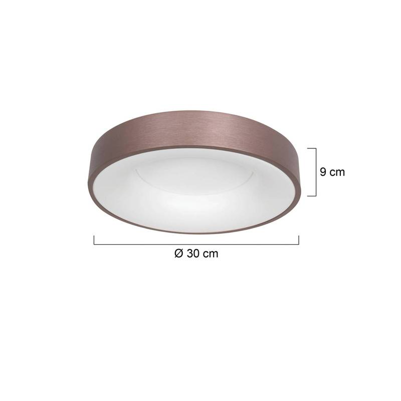 LED-Deckenleuchte Ringlede, 2.700 K, Ø 30 cm, bronze, Metall von Steinhauer