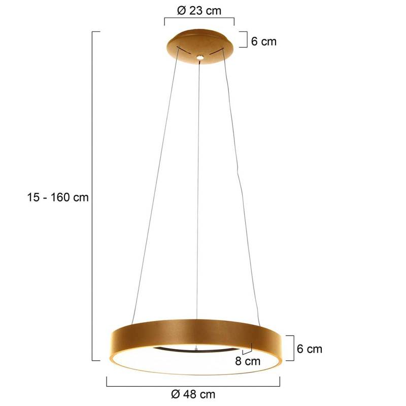 LED-Hängeleuchte Ringlede, Ø 48 cm, gold von Steinhauer