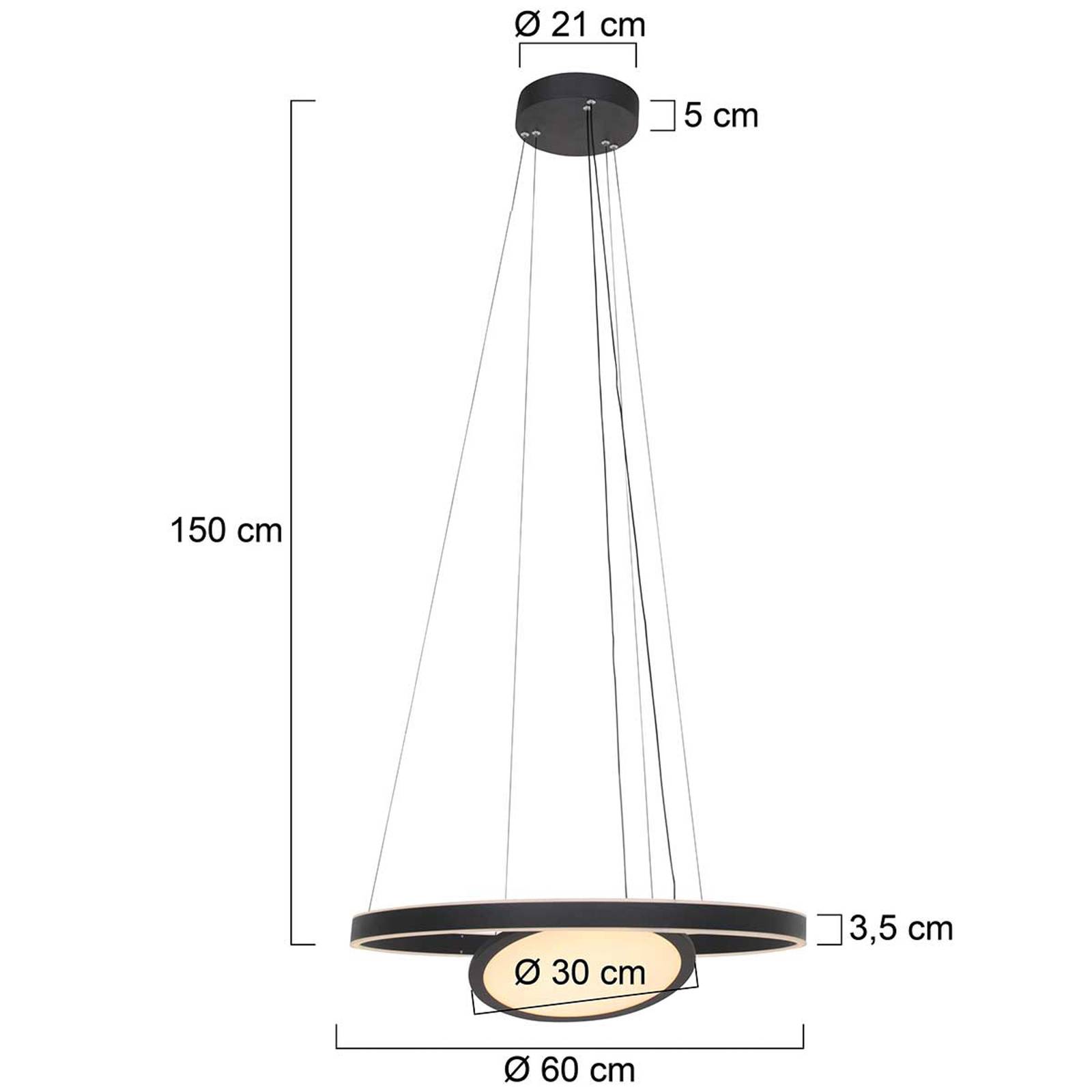 LED-Hängeleuchte Ringlux 3-flammig schwarz Ø 60 cm von Steinhauer