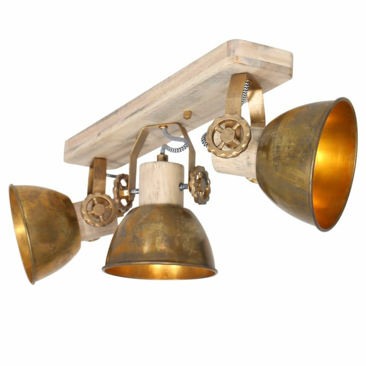 Steinhauer Mexlite Gearwood Deckenlampe Deckenlampe Aluminium Eiche 4 Fl. E27 B-Ware von Steinhauer