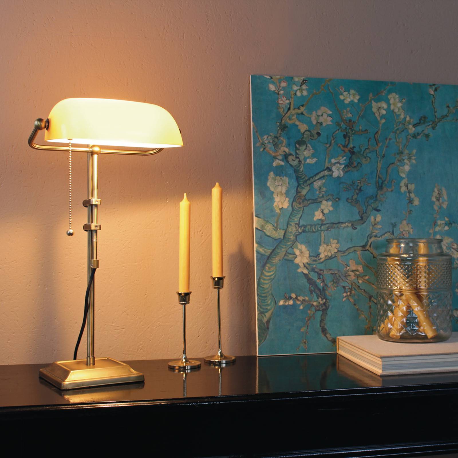 Schreibtischlampe Ancilla verstellbar bronze/gelb von Steinhauer
