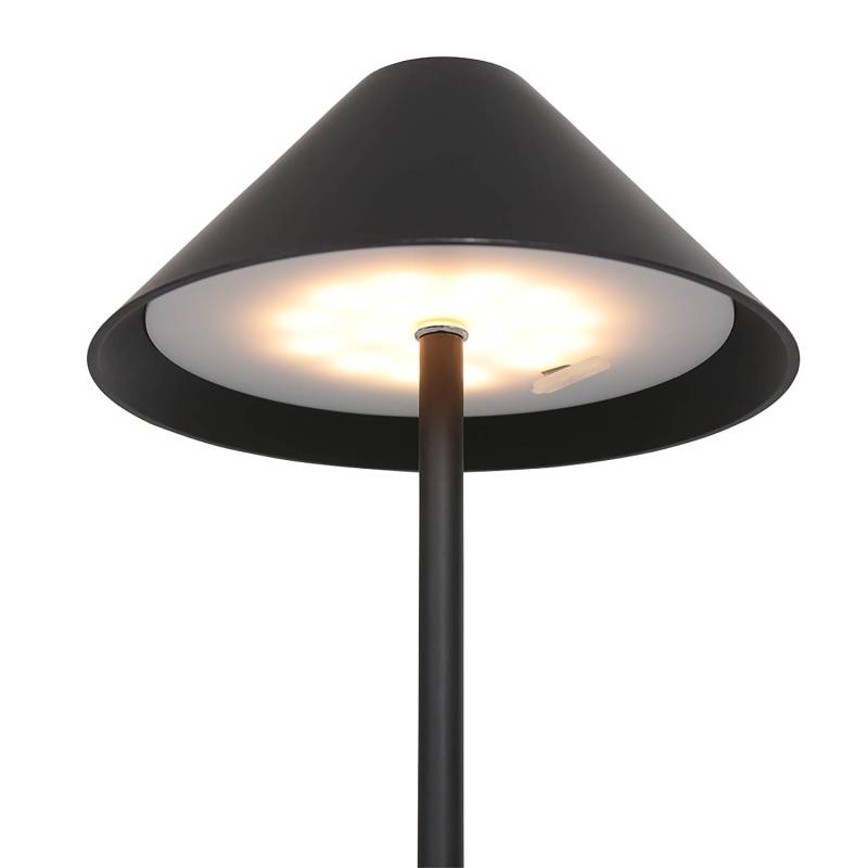 home24 Tischleuchte Ancilla Typ F Ø 20cm Schwarz Baumwollstoff LED LED-Platine von home24