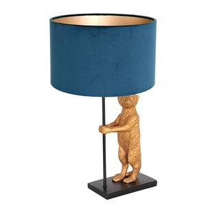 home24 Tischleuchte Animaux Typ A Ø 30cm Schwarz/Türkis Samt E27 von home24