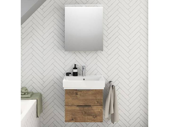 Steinkamp Living 2.0 / GROHE Cube Badmöbel Set 60 cm mit Spiegelschrank inkl. Raumsparsiphon 1812271 von Steinkamp
