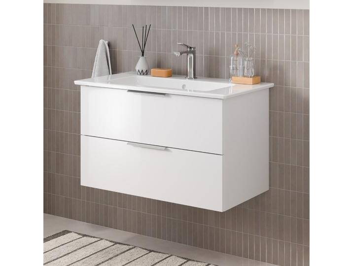 Steinkamp Living 2.0 Waschtischunterschrank 75 cm mit Villeroy & Boch Venticello Waschtisch 80 cm CeramicPlus mit Überlauf 2257188 von Steinkamp