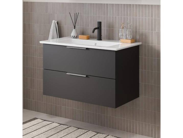 Steinkamp Living 2.0 Waschtischunterschrank 75 cm mit Villeroy & Boch Venticello Waschtisch 80 cm CeramicPlus mit Überlauf 2257314 von Steinkamp