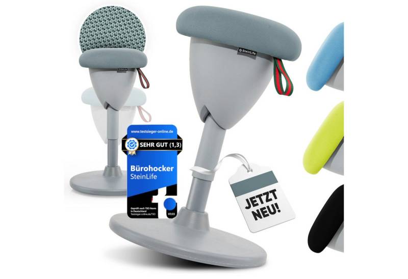 Steinlife Sitzhocker Ergonomisch [TESTSIEGER] Bürohocker Höhenverstellbar (Sitzhocker Höhenverstellbar [48-68cm] Ergonomischer Hocker für Büro [Schwingeffekt] Wackelhocker Stehhocker, Arbeitshocker rutschfest Drehhocker) von Steinlife