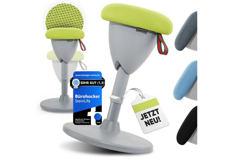 Steinlife Sitzhocker Ergonomisch [Testsieger] Sitzhocker Höhenverstellbar (Sitzhocker Höhenverstellbar [48-68cm] Ergonomischer Hocker für Büro [Schwingeffekt] Wackelhocker Stehhocker, Arbeitshocker rutschfest) von Steinlife