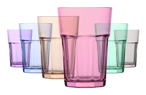 LAV - Farbiges 6er Gläser Set á 350ml – Cocktailgläser –Trinkgläser – Wassergläser – „Coral ARA“ Modernes Design von Steinmann