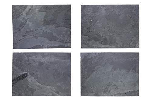 Steinmine - Designmanufaktur Platzset, Platzdeckchen aus Schiefer/Dünnschiefer Größe 40x30 (Tischset Naturstein in 2er Set, 4er Set oder 6er Set abwischbar erhältlich) (Grey Impact, 4) von Steinmine - Designmanufaktur