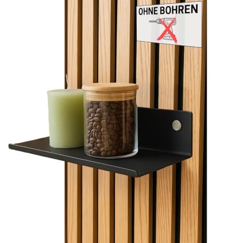 Steinmine - Designmanufaktur Wandregal Metall schwarz matt (25 x 44 cm) – Metallverschraubung – kein Bohren - Zubehör für Akustikpaneele von Steinmine - Designmanufaktur